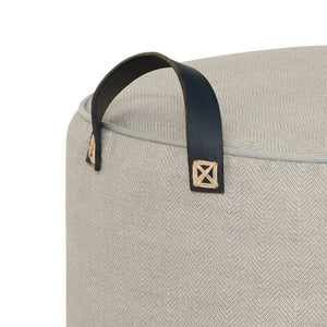 CLOUD GREY LINEN  DK BLUE LEATHER HANDLE 