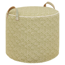 Dk.Olive Printed Linen Pouffe