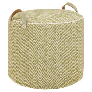 Dk.Olive Printed Linen Pouffe