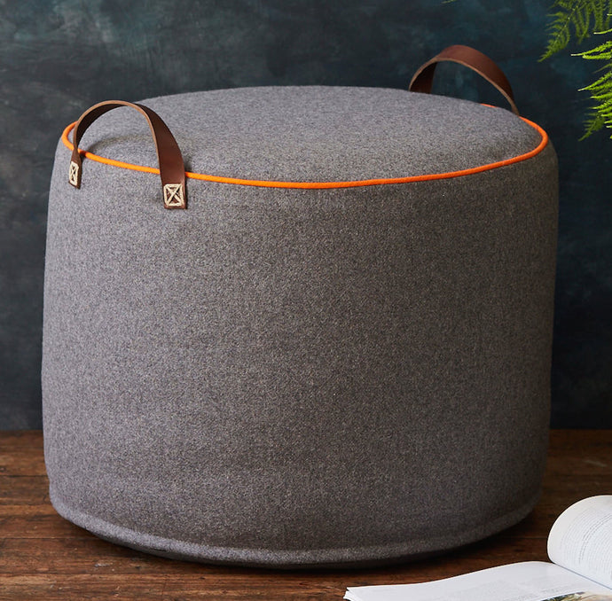 GREY & ORANGE Melton Tuffet