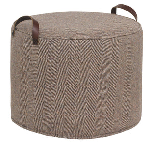 BROWN Herringbone Wool Tuffet