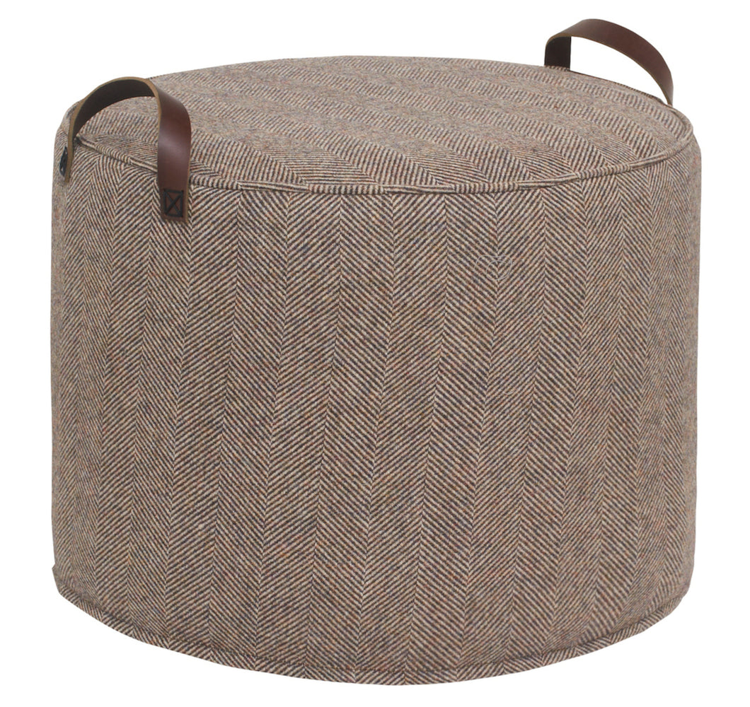 BROWN Herringbone Wool Tuffet