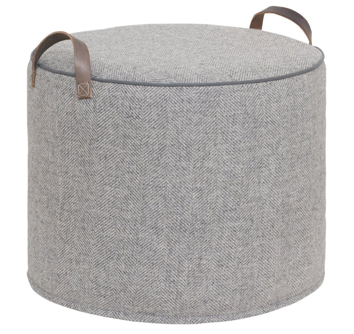 GREY Herringbone Wool Tuffet