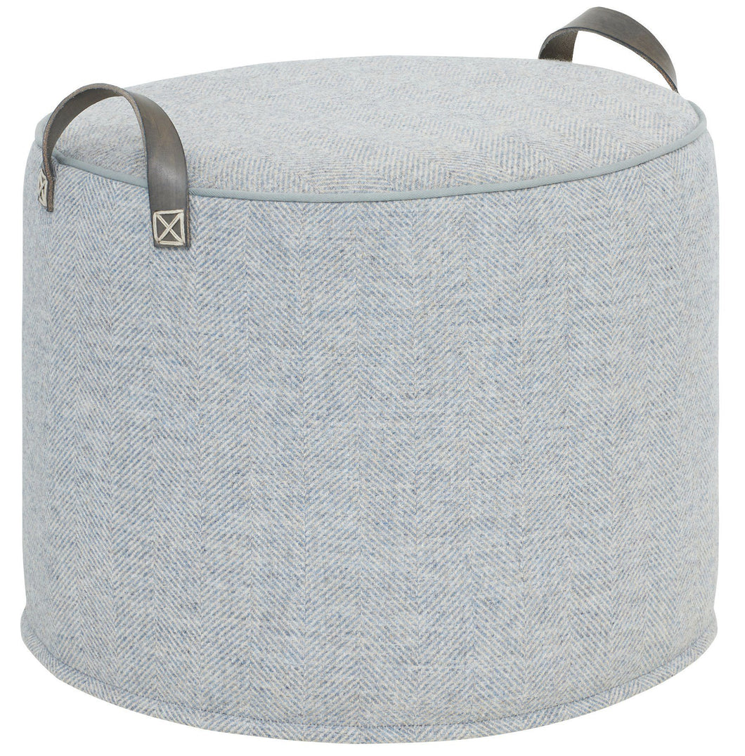 PALE BLUE Herringbone Wool Tuffet