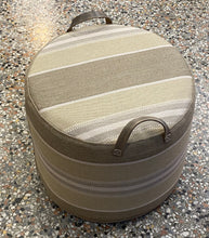 Linen in Taupe, grey and ivory stripe